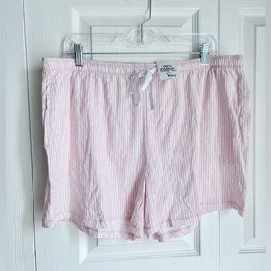 NWT Felina Light Pink Striped Breathable Cotton Lounge Sleep Shorts Side Pockets